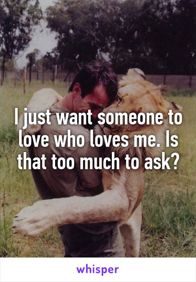 I just want someone to love who loves me. Is that too much to ask?