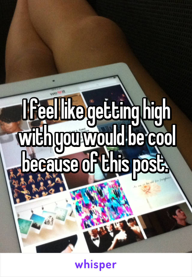 I feel like getting high with you would be cool because of this post. 