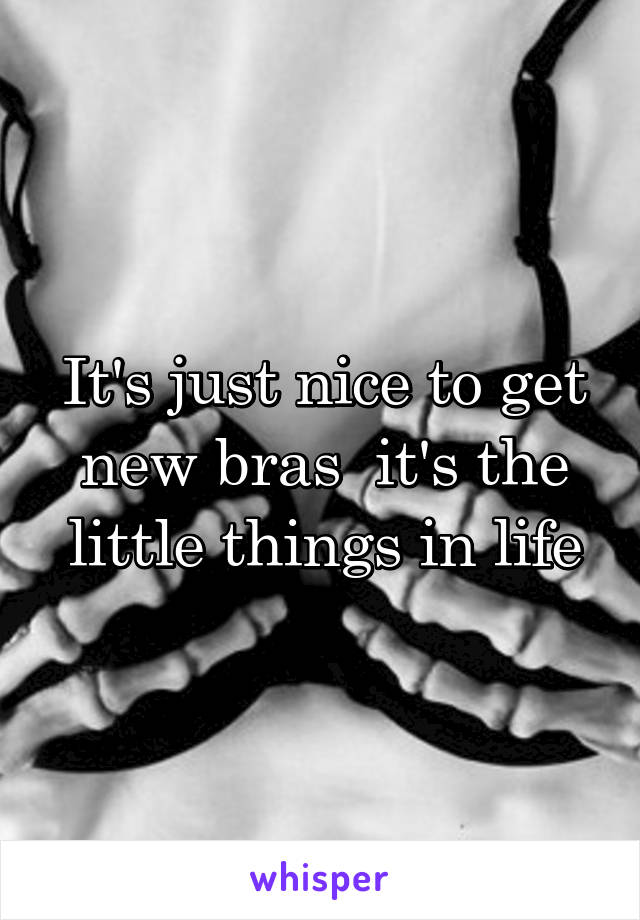 It's just nice to get new bras  it's the little things in life