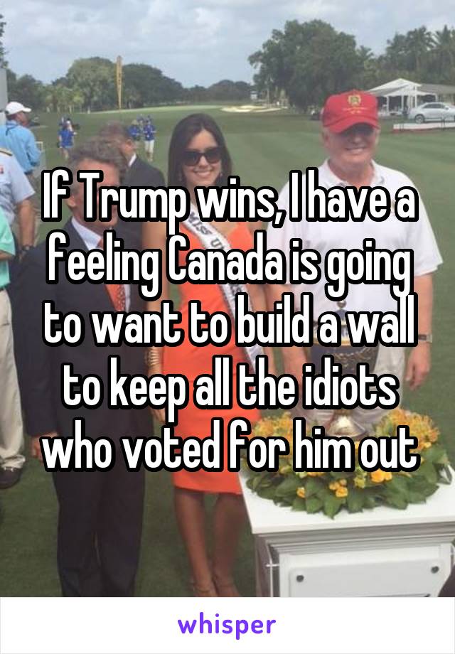 If Trump wins, I have a feeling Canada is going to want to build a wall to keep all the idiots who voted for him out