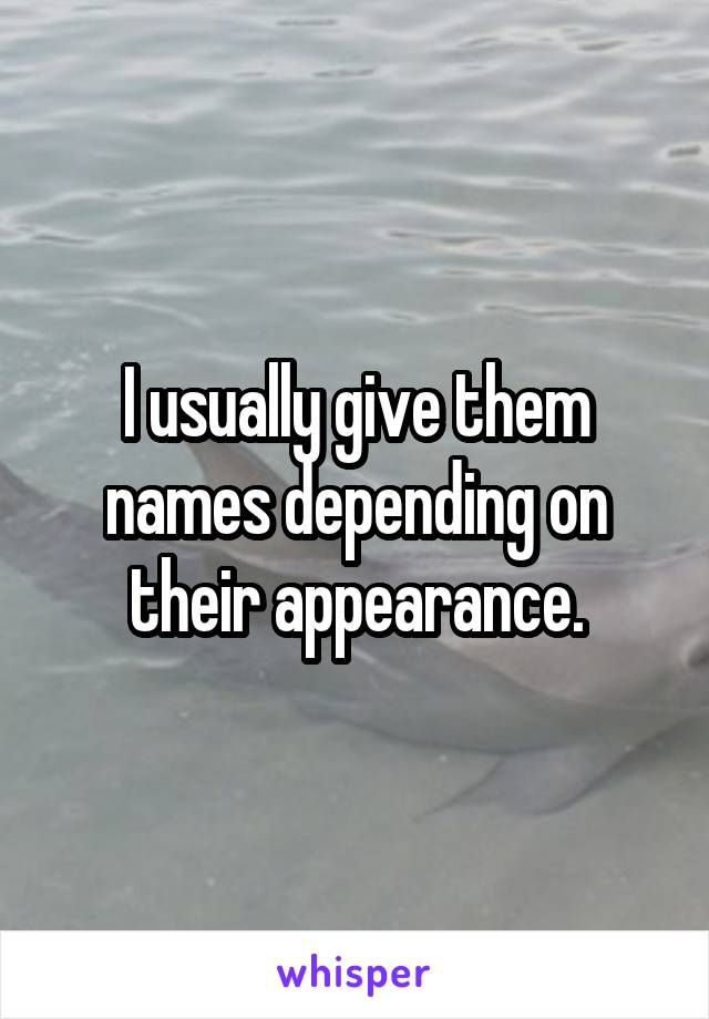I usually give them names depending on their appearance.