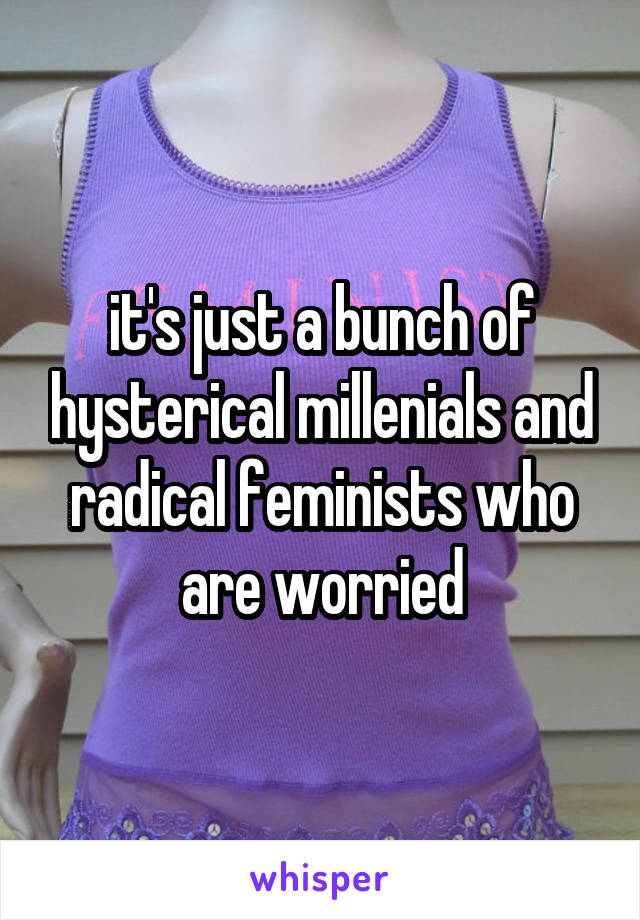 it's just a bunch of hysterical millenials and radical feminists who are worried