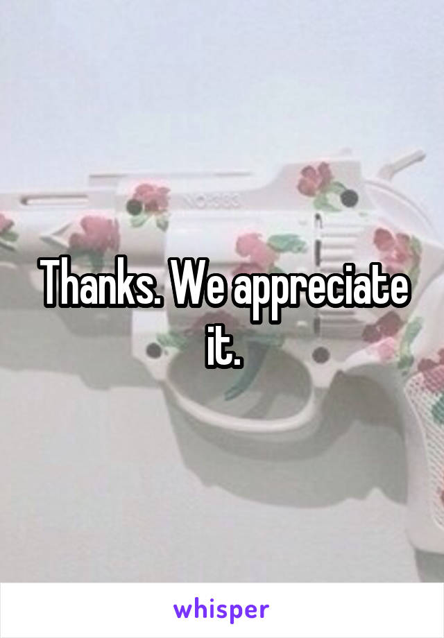 Thanks. We appreciate it.