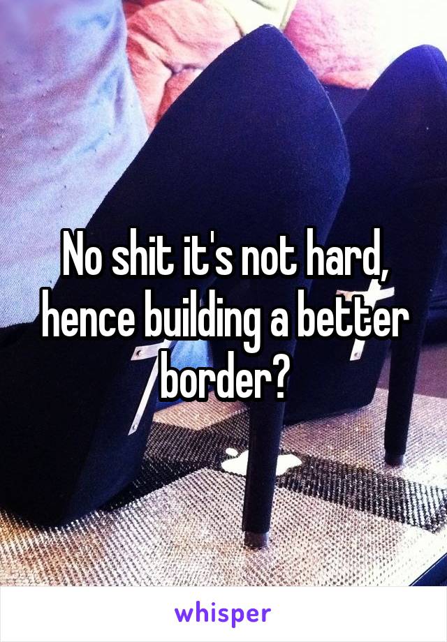 No shit it's not hard, hence building a better border?