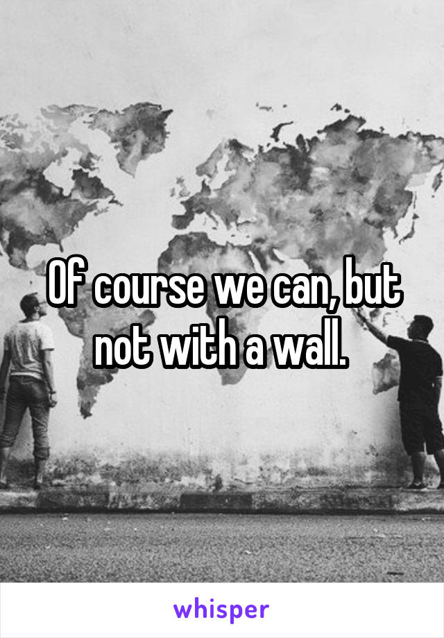 Of course we can, but not with a wall. 