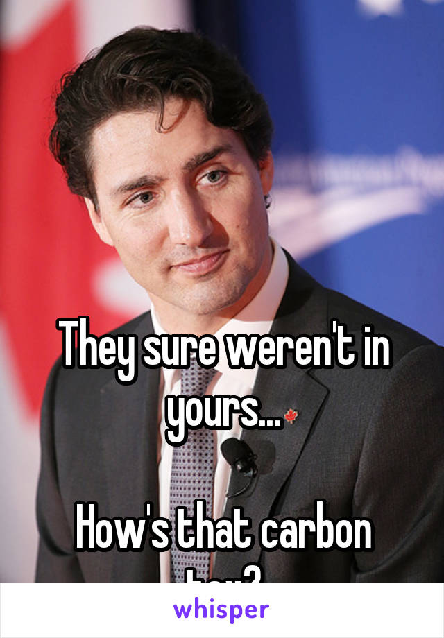 




They sure weren't in yours...

How's that carbon tax?