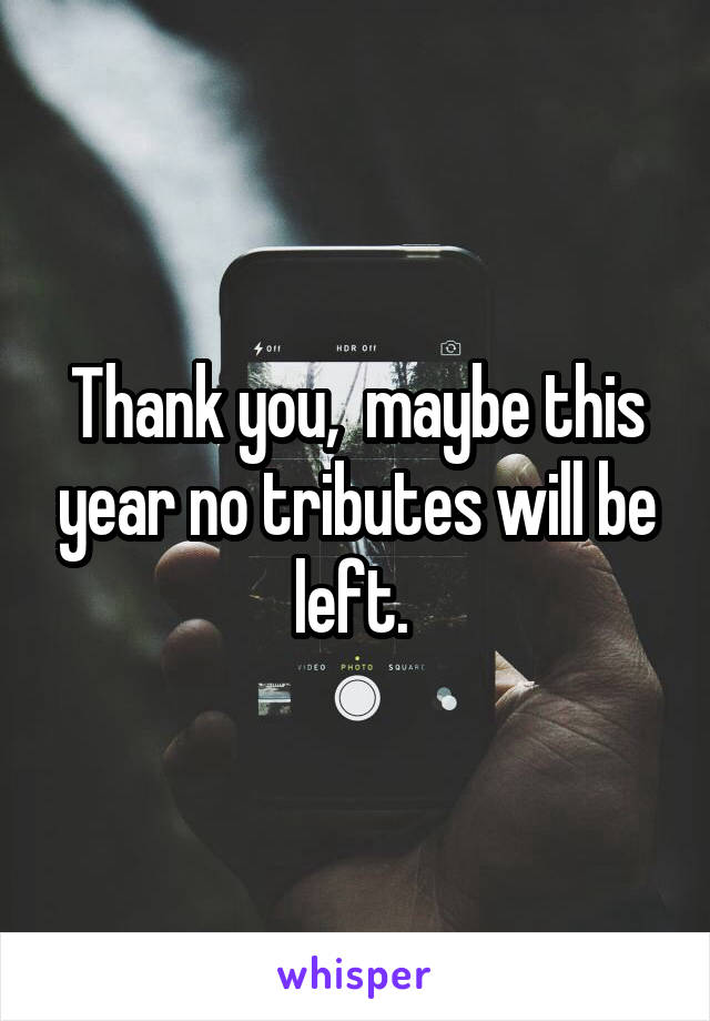 Thank you,  maybe this year no tributes will be left. 