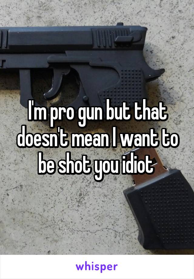 I'm pro gun but that doesn't mean I want to be shot you idiot 