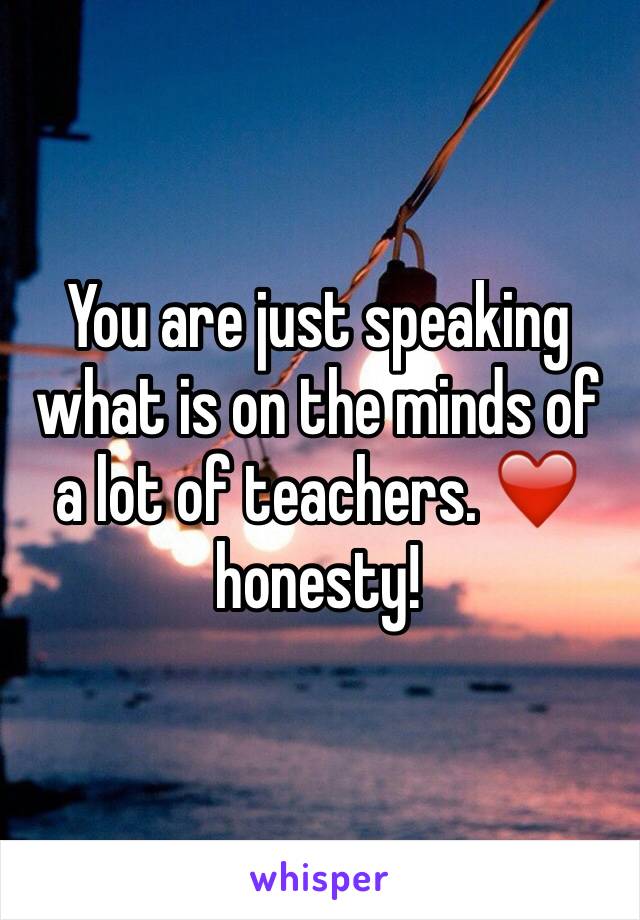 You are just speaking what is on the minds of a lot of teachers. ❤️ honesty!
