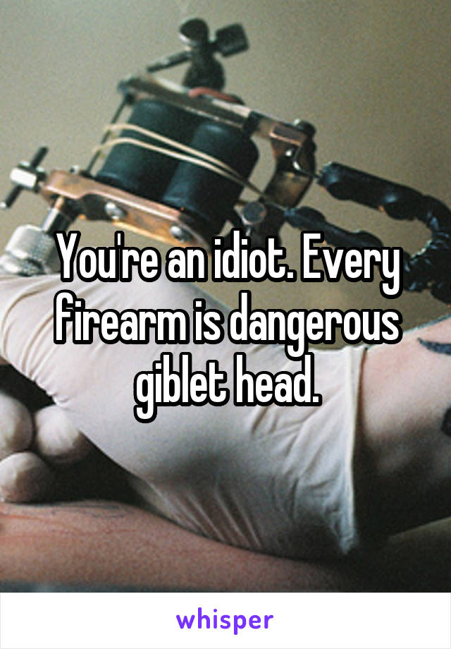 You're an idiot. Every firearm is dangerous giblet head.