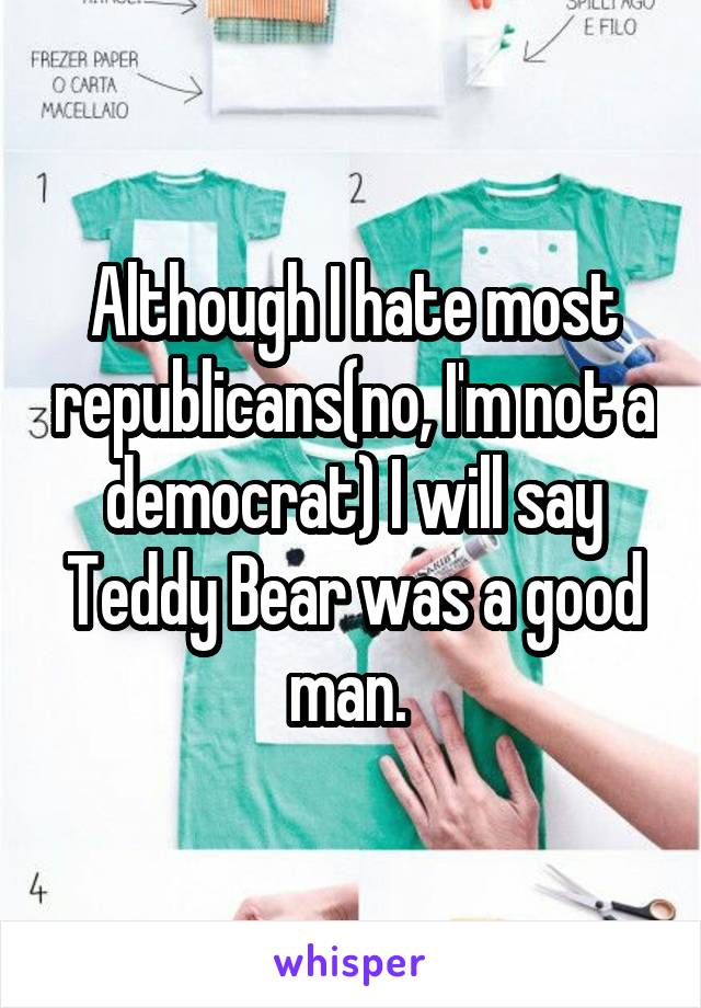 Although I hate most republicans(no, I'm not a democrat) I will say Teddy Bear was a good man. 