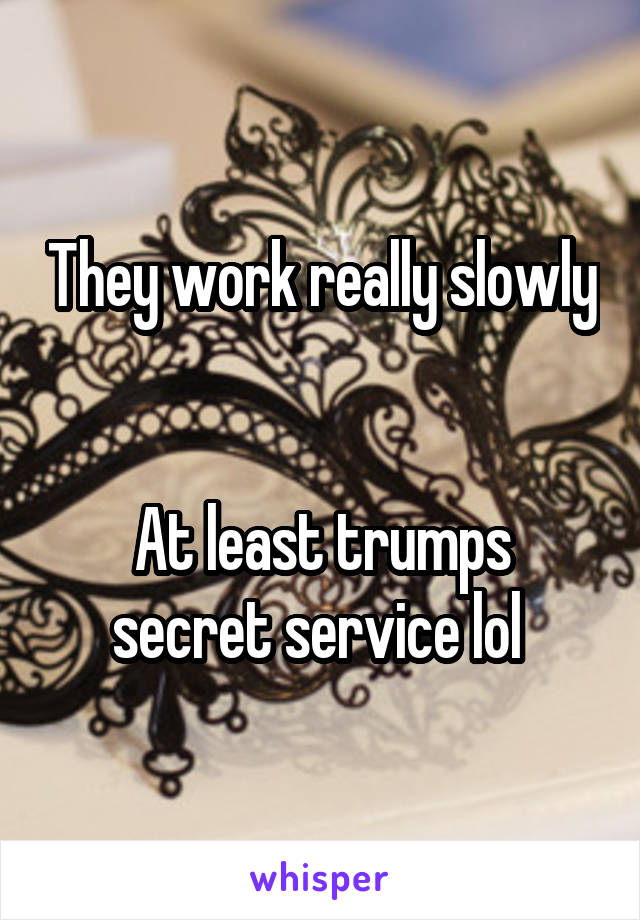 They work really slowly 

At least trumps secret service lol 