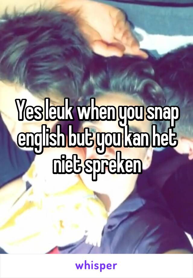 Yes leuk when you snap english but you kan het niet spreken