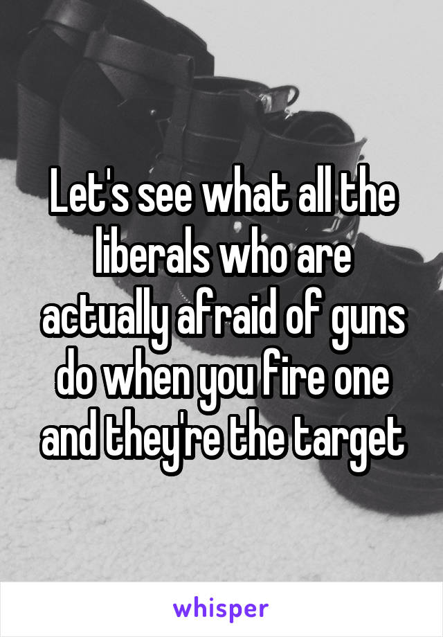 Let's see what all the liberals who are actually afraid of guns do when you fire one and they're the target