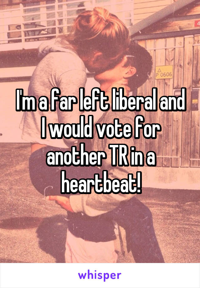 I'm a far left liberal and I would vote for another TR in a heartbeat!