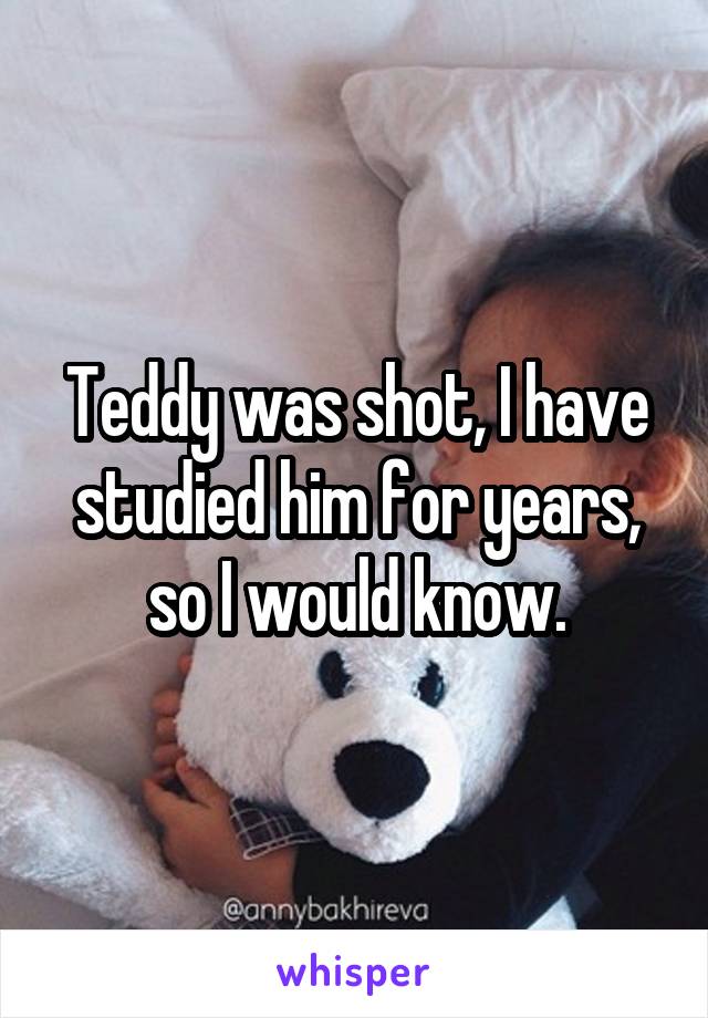 Teddy was shot, I have studied him for years, so I would know.