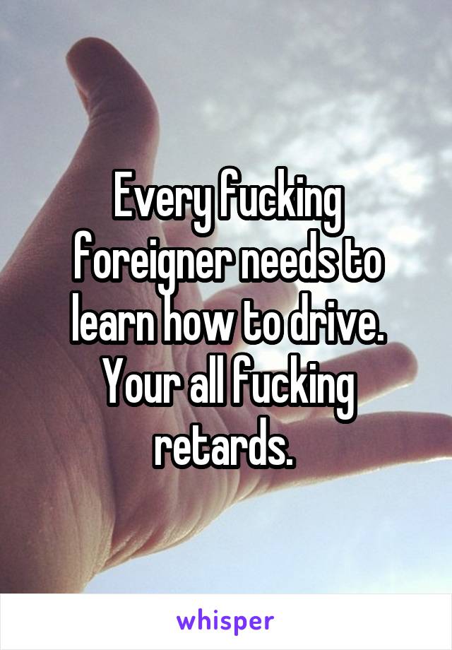 Every fucking foreigner needs to learn how to drive. Your all fucking retards. 