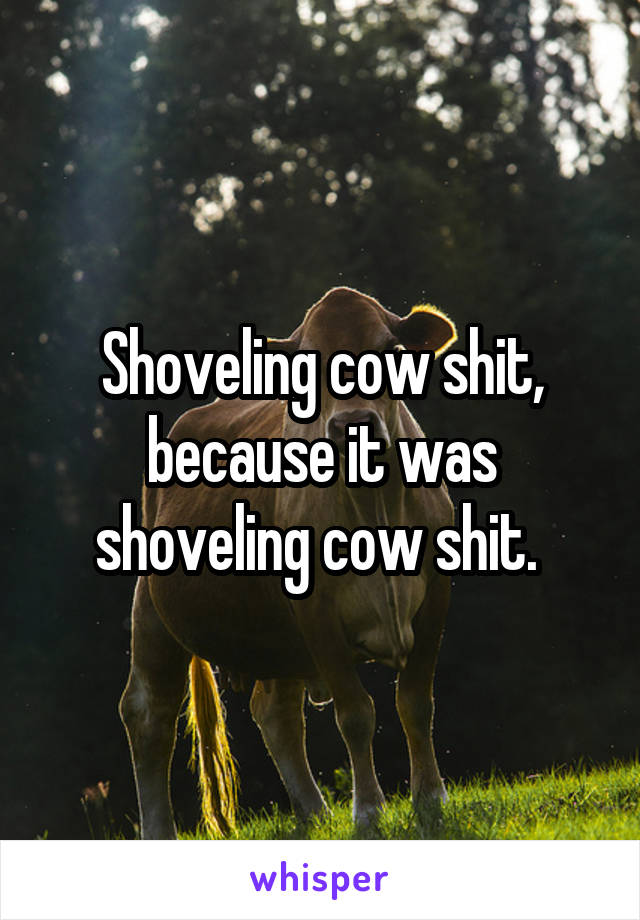 Shoveling cow shit, because it was shoveling cow shit. 