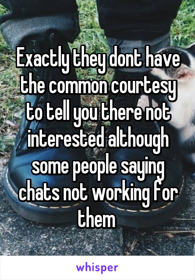 Exactly they dont have the common courtesy to tell you there not interested although some people saying chats not working for them 