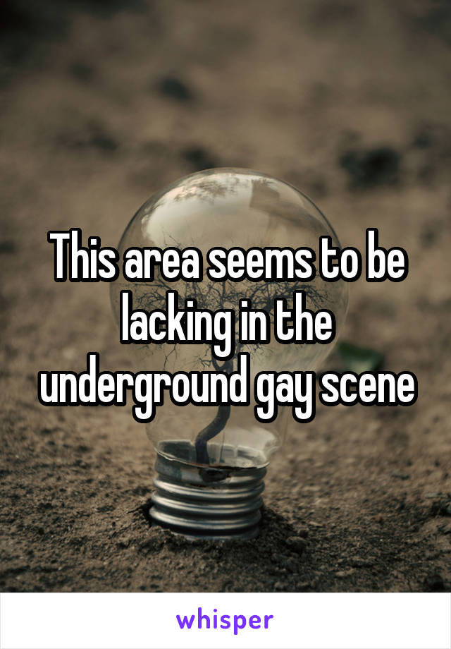 This area seems to be lacking in the underground gay scene