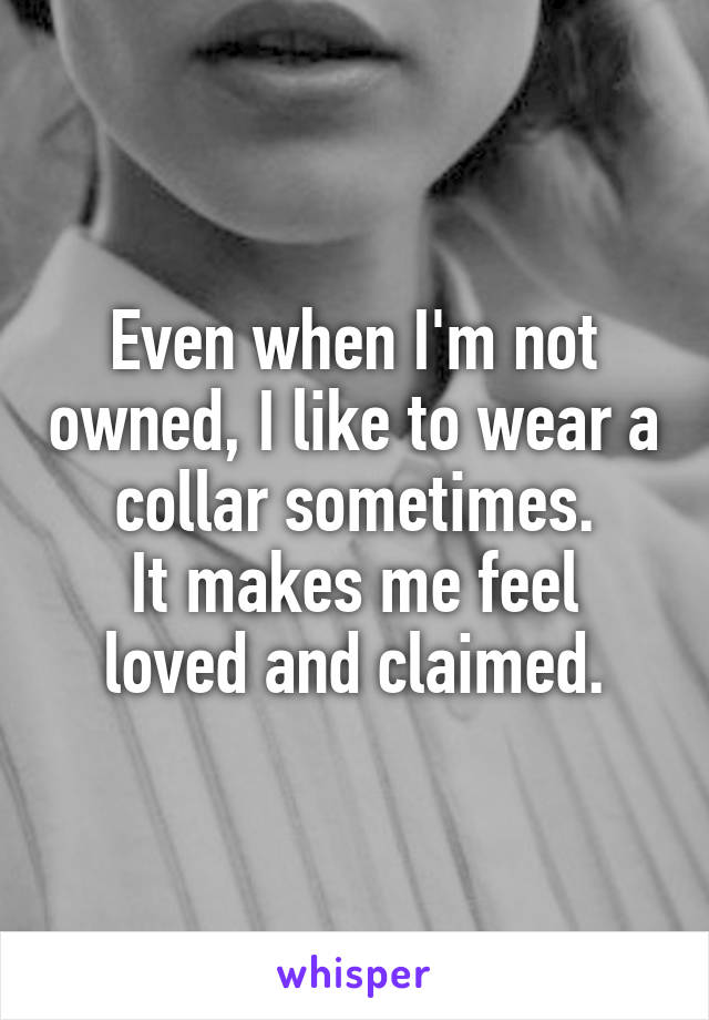 Even when I'm not owned, I like to wear a collar sometimes.
It makes me feel loved and claimed.