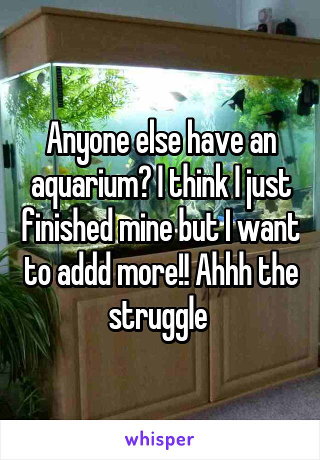 Anyone else have an aquarium? I think I just finished mine but I want to addd more!! Ahhh the struggle 