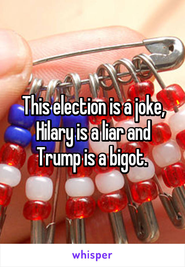 This election is a joke, Hilary is a liar and Trump is a bigot. 