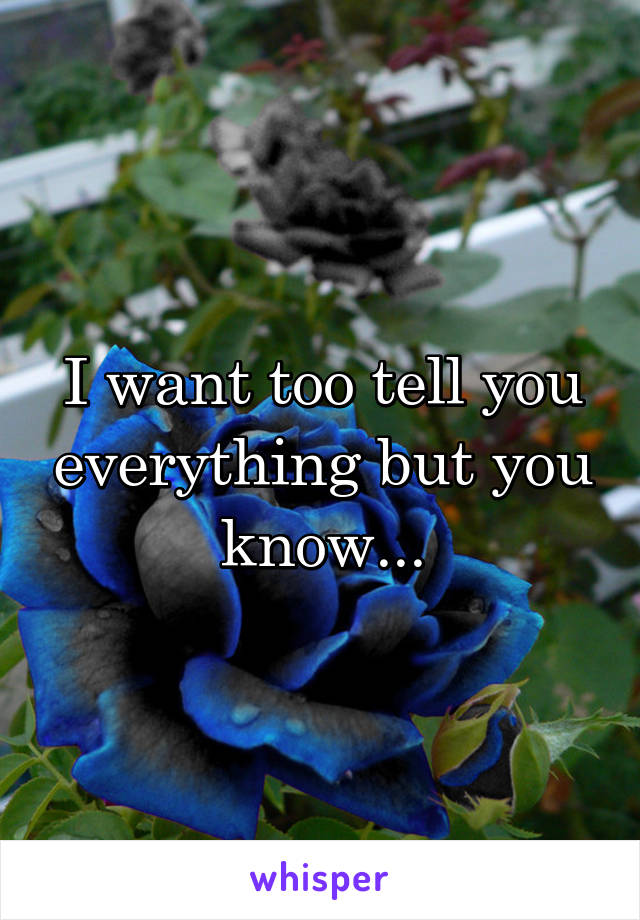 I want too tell you everything but you know...