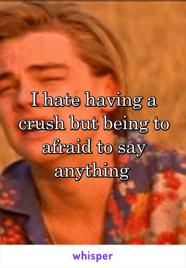 I hate having a crush but being to afraid to say anything 