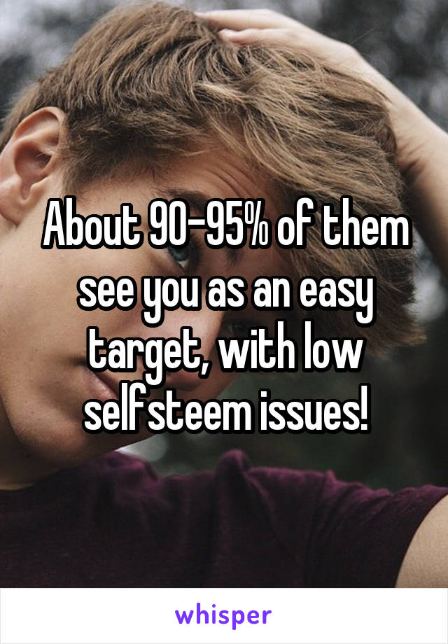 About 90-95% of them see you as an easy target, with low selfsteem issues!