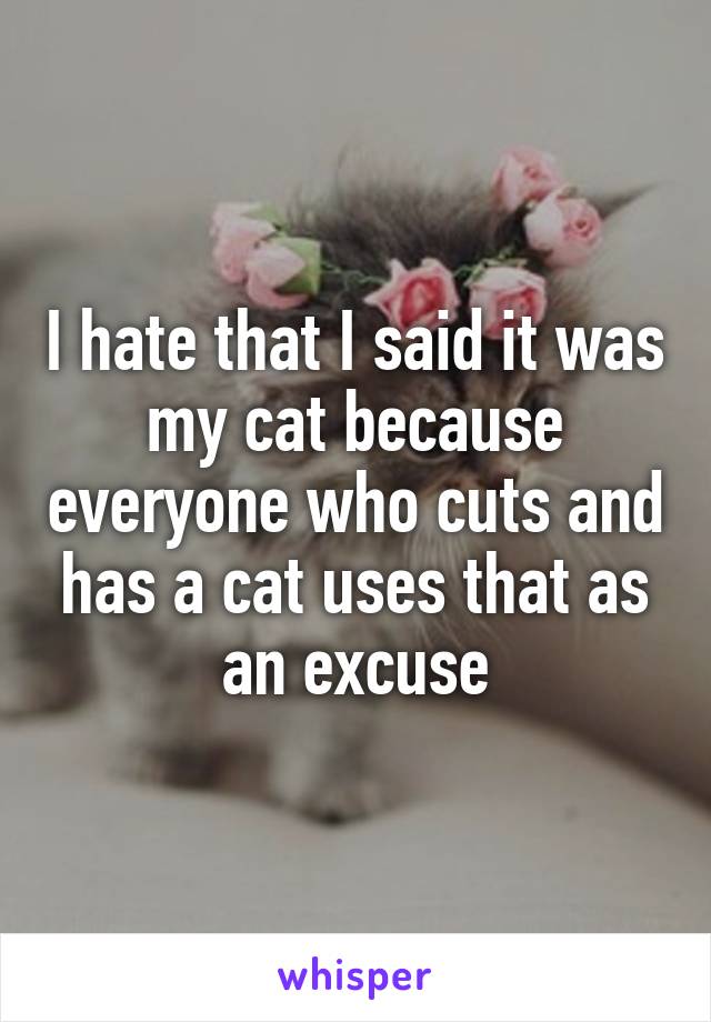 I hate that I said it was my cat because everyone who cuts and has a cat uses that as an excuse