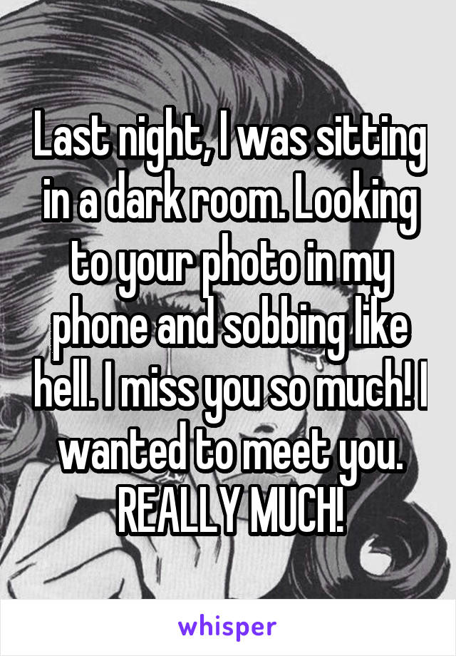 Last night, I was sitting in a dark room. Looking to your photo in my phone and sobbing like hell. I miss you so much! I wanted to meet you. REALLY MUCH!