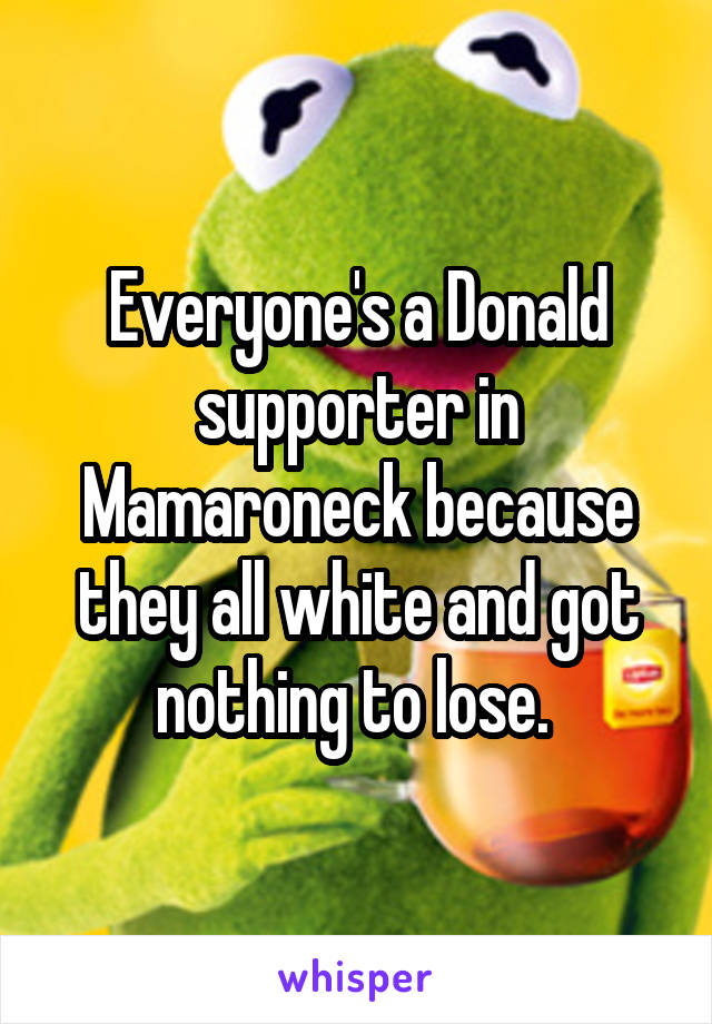 Everyone's a Donald supporter in Mamaroneck because they all white and got nothing to lose. 