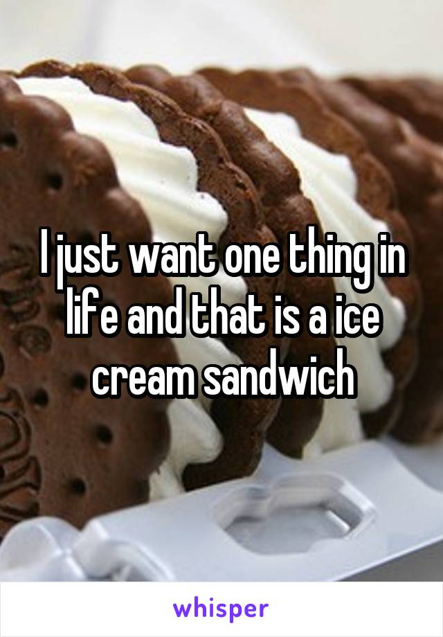 I just want one thing in life and that is a ice cream sandwich