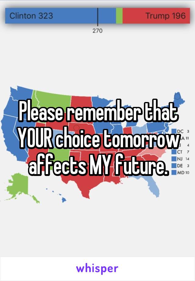 Please remember that YOUR choice tomorrow affects MY future.