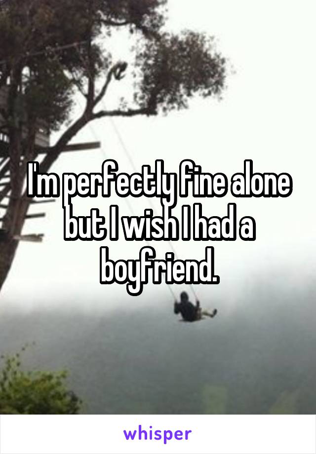 I'm perfectly fine alone but I wish I had a boyfriend.