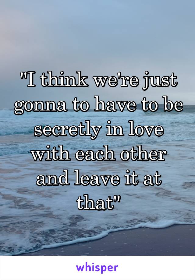 "I think we're just gonna to have to be secretly in love with each other and leave it at that"