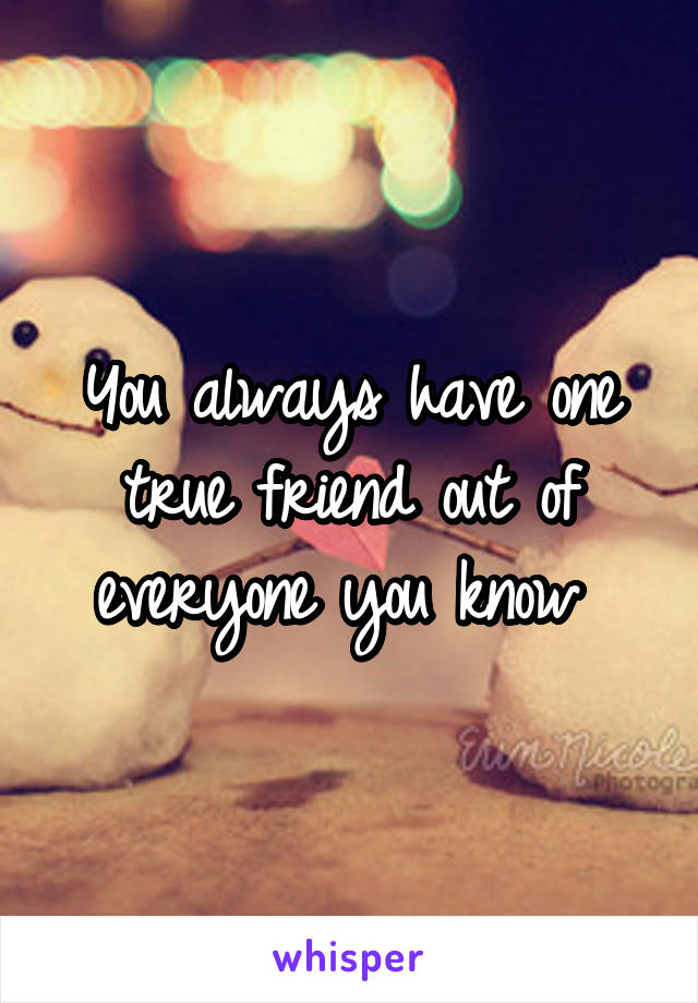 You always have one true friend out of everyone you know 