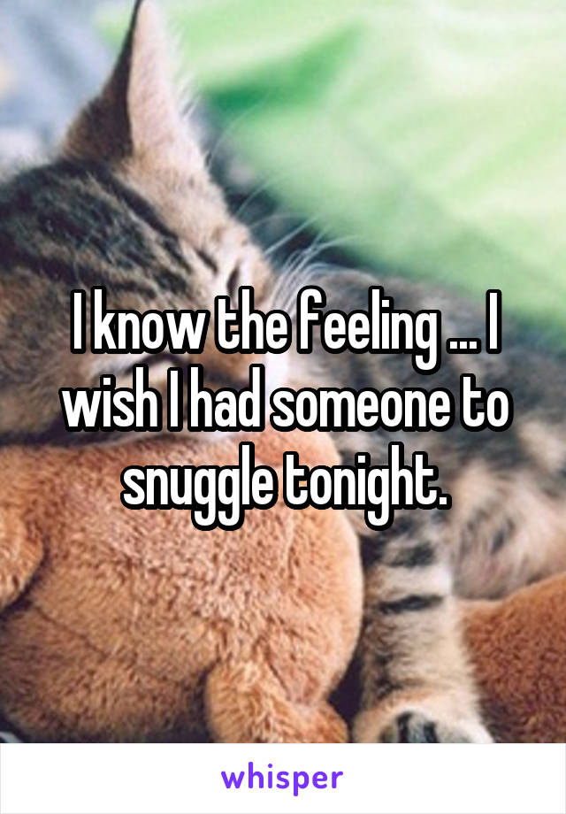 I know the feeling ... I wish I had someone to snuggle tonight.