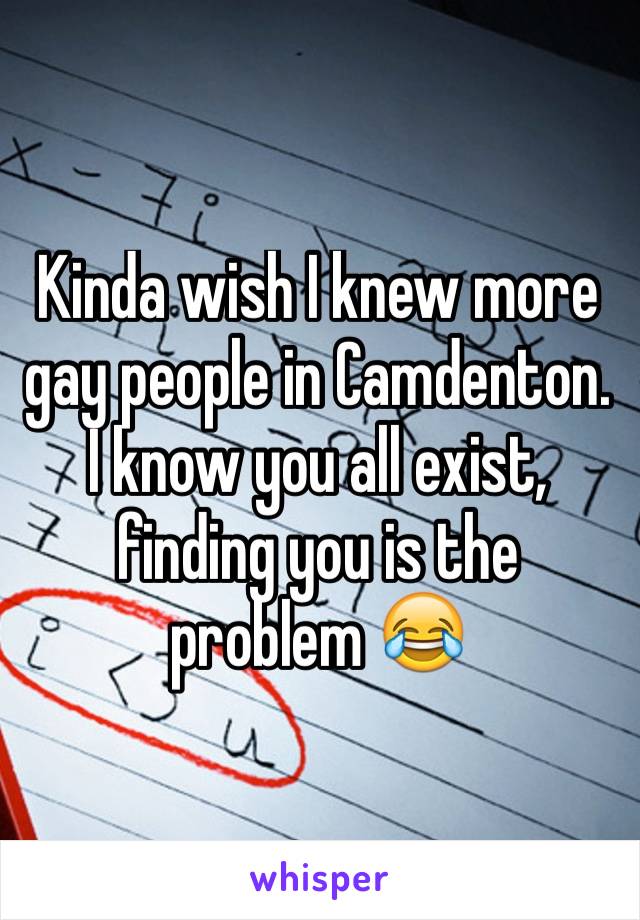 Kinda wish I knew more gay people in Camdenton. I know you all exist, finding you is the problem 😂