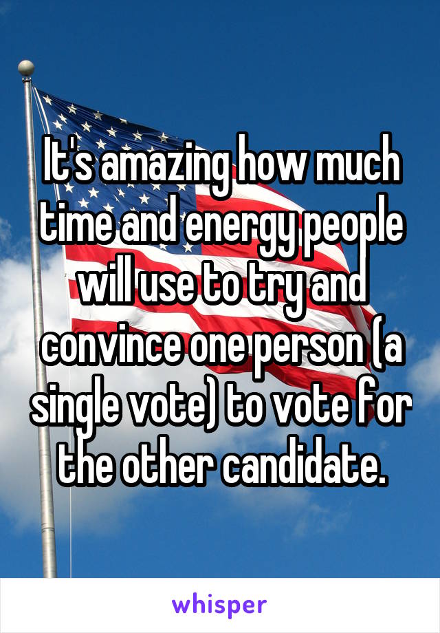 It's amazing how much time and energy people will use to try and convince one person (a single vote) to vote for the other candidate.