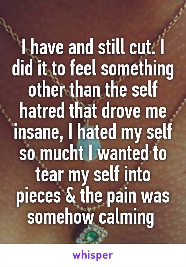 I have and still cut. I did it to feel something other than the self hatred that drove me insane, I hated my self so mucht I wanted to tear my self into pieces & the pain was somehow calming 