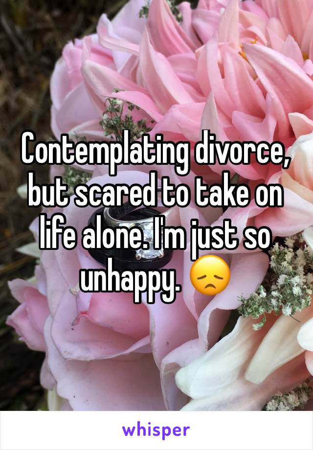 Contemplating divorce, but scared to take on life alone. I'm just so unhappy. 😞