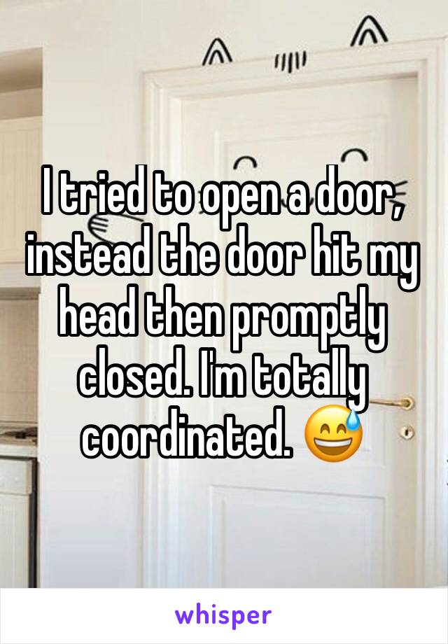 I tried to open a door, instead the door hit my head then promptly closed. I'm totally coordinated. 😅