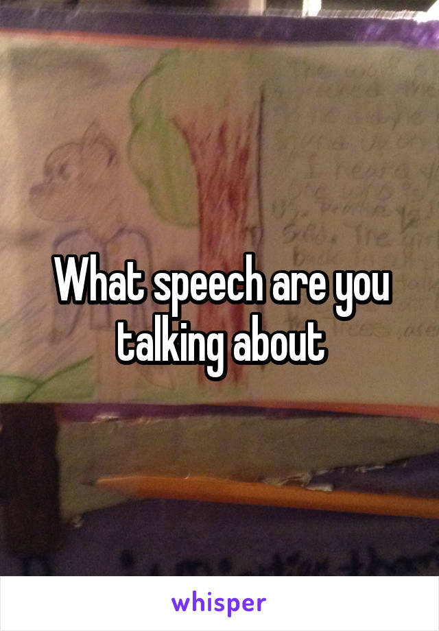 What speech are you talking about