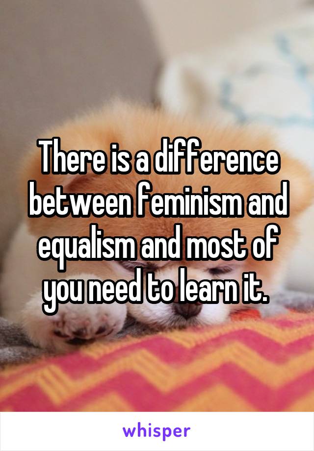 There is a difference between feminism and equalism and most of you need to learn it. 