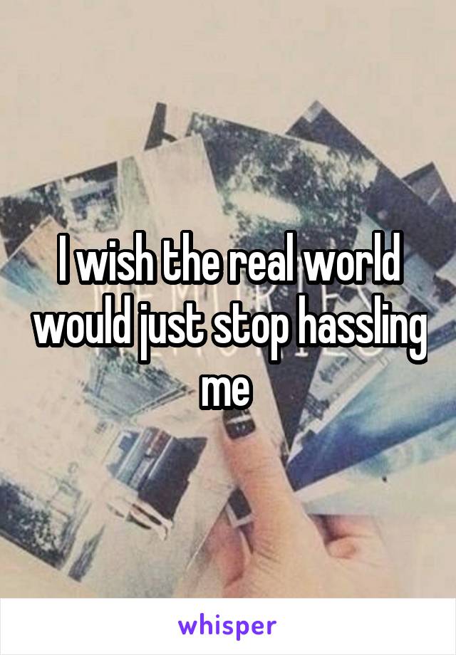 I wish the real world would just stop hassling me 