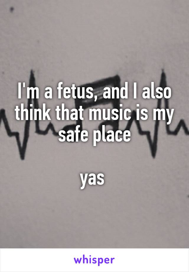 I'm a fetus, and I also think that music is my safe place

yas 