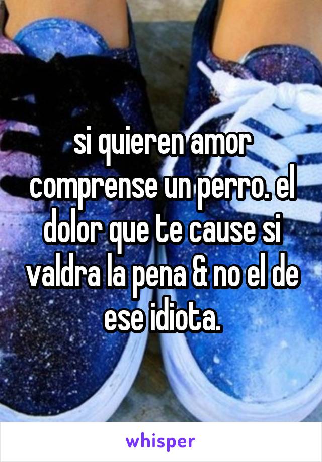 si quieren amor comprense un perro. el dolor que te cause si valdra la pena & no el de ese idiota.