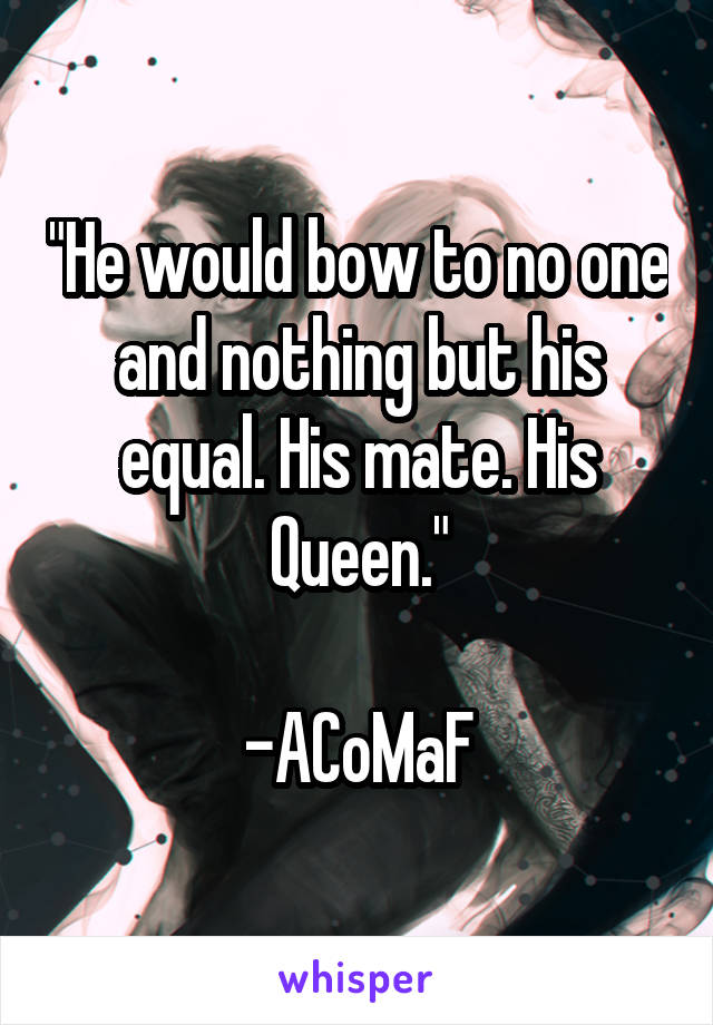 "He would bow to no one and nothing but his equal. His mate. His Queen."

-ACoMaF